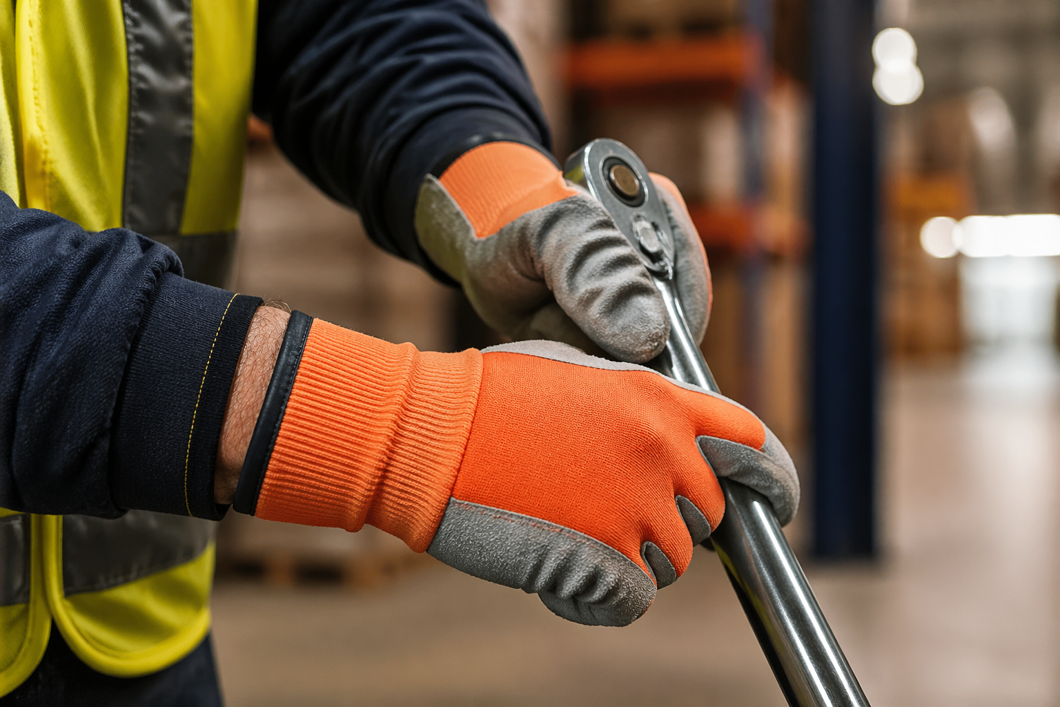 Worker wearing high-performance gloves